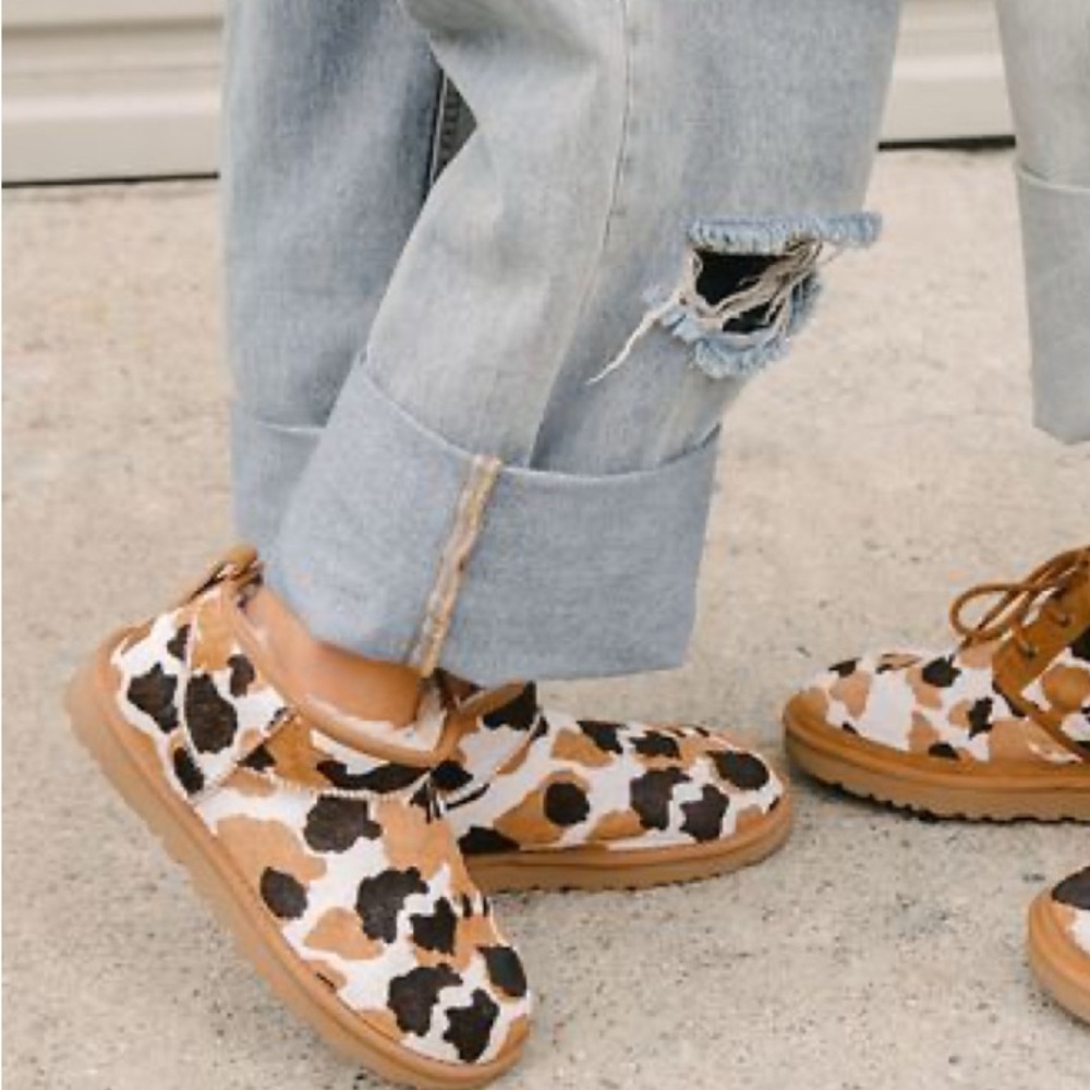 UGG Women's Cow Print Slippers - Brown and White